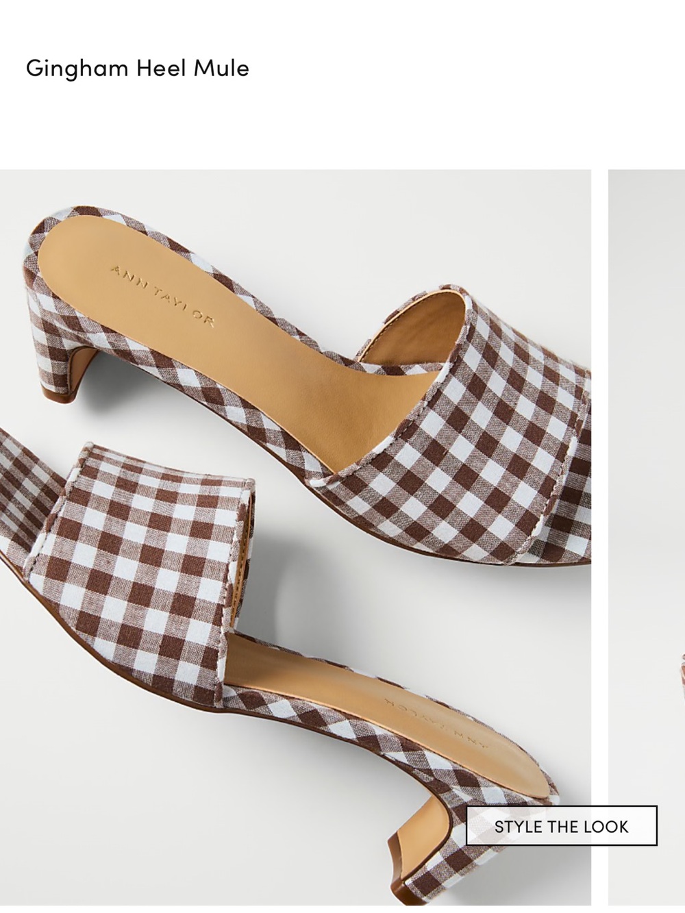 Ann Taylor Brown and White Gingham Mule